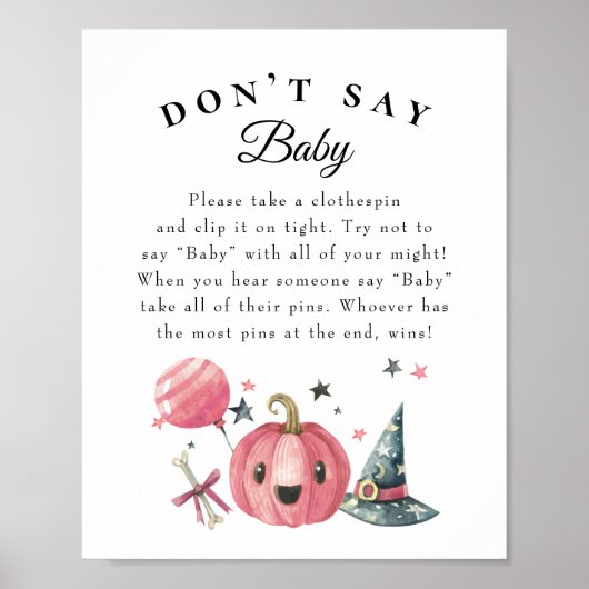Halloween "Zeg niet tegen Baby" Baby shower Game P Poster (Voorkant)