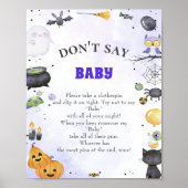 Halloween "Zeg niet tegen Baby" Baby shower Game P Poster (Voorkant)