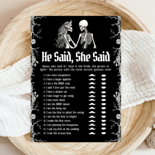 Halloween zei hij, ze zei Vrijgezellenfeest spel Kaart