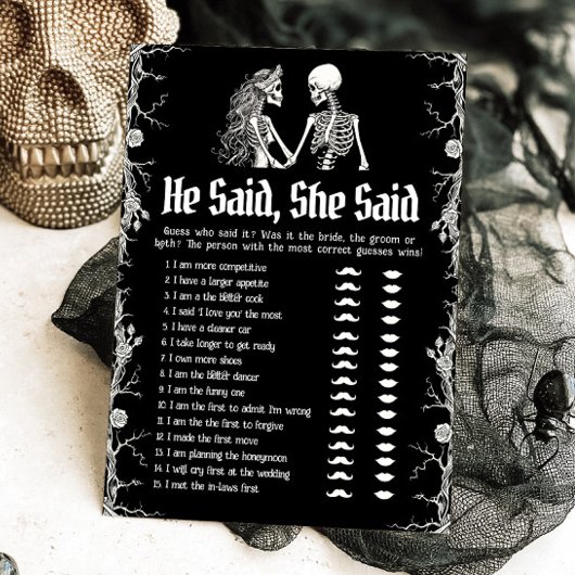 Halloween zei hij, ze zei Vrijgezellenfeest spel Kaart