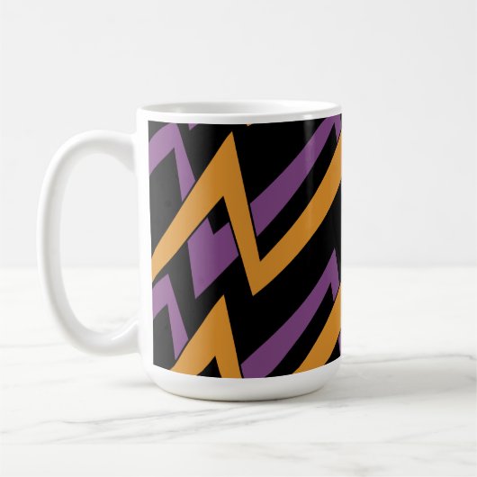 Halloween Zig Zag Oranje Paars Koffiemok (Links)