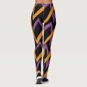 Halloween Zig Zag Oranje Paarse Broek Leggings (Achterkant)