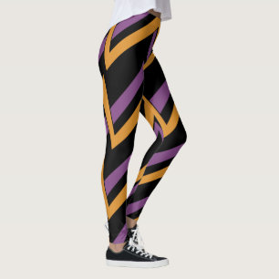 Halloween Zig Zag Oranje Paarse Broek Leggings