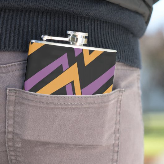 Halloween Zig Zags Oranje Paars Heupfles (Voorbeeld)