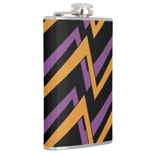 Halloween Zig Zags Oranje Paars Heupfles (Rechts)