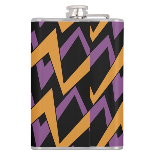 Halloween Zig Zags Oranje Paars Heupfles (Achterkant)