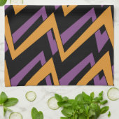 Halloween Zig Zags Oranje Paars Theedoek (Gevouwen)