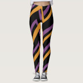 Halloween Zig Zags Oranje Paarse Leggings (Voorkant)