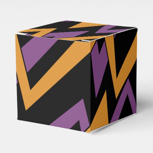Halloween Zigzags Oranje Paars   Bedankdoosjes (Voorkant Zijde)