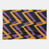 Halloween Zigzags Oranje Paars Theedoek (Horizontaal)