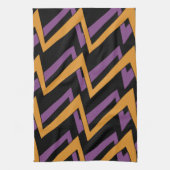 Halloween Zigzags Oranje Paars Theedoek (Verticaal)