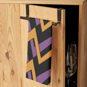 Halloween Zigzags Oranje Paars   Theedoek