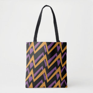 Halloween Zigzags Oranje Paars Tote Bag