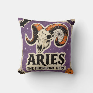 Halloween Zodiac Ram Skelet Verjaardagscadeau Kussen