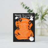 Halloween zoektocht spel feestje aankondigingskaart (Staand voorkant)