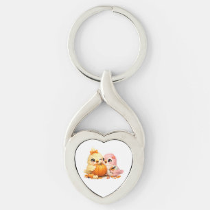 Halloween Zoete Vogel Vrienden Hart Sleutelhanger