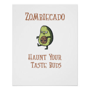 Halloween Zombie Avocado Poster