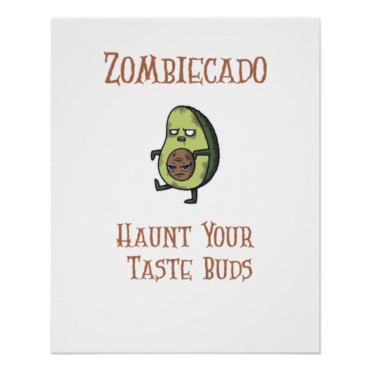 Halloween Zombie Avocado Poster (Voorkant)