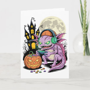 Halloween Zombie Axolotl Gamer Behekst Kasteel Vid Kaart