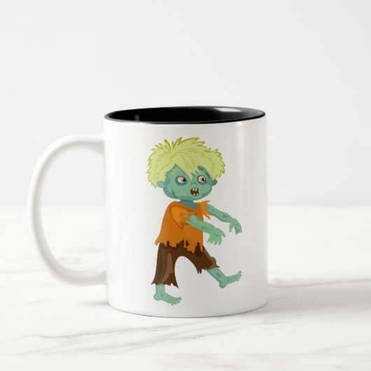 Halloween Zombie Boy Tweekleurige Koffiemok (Links)
