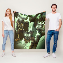 Halloween Zombie Cats Fleece Deken