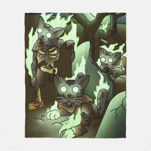 Halloween Zombie Cats Fleece Deken (Voorkant)