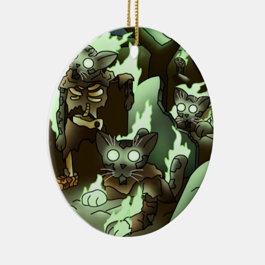 Halloween Zombie Cats Keramisch Ornament (Rechts)