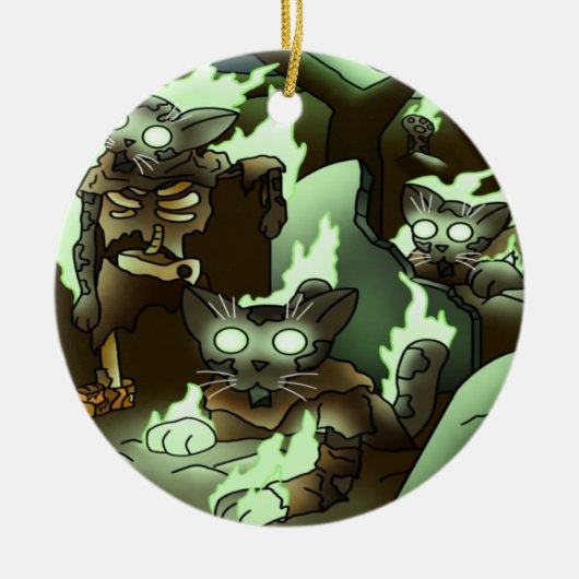Halloween Zombie Cats Keramisch Ornament (Voorkant)