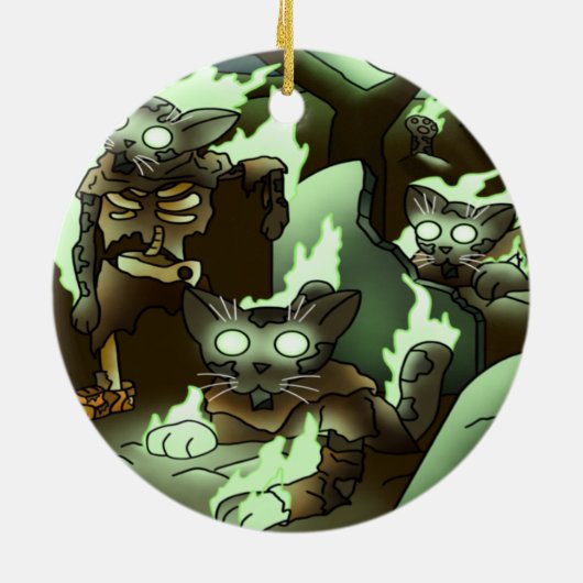 Halloween Zombie Cats Keramisch Ornament (Achterkant)