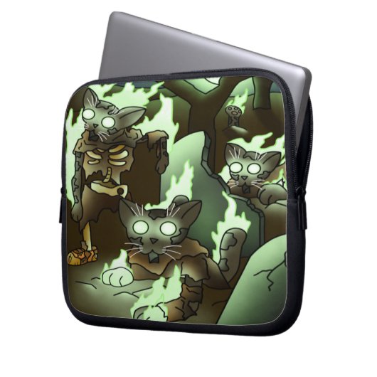 Halloween Zombie Cats Laptop Sleeve (Voorkant Links)
