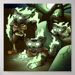 Halloween Zombie Cats Poster