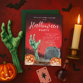 Halloween Zombie Cemetery Party uitnodiging