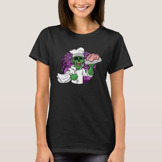 Halloween Zombie Chef Chef Brain Kitchen T-shirt (Voorkant)