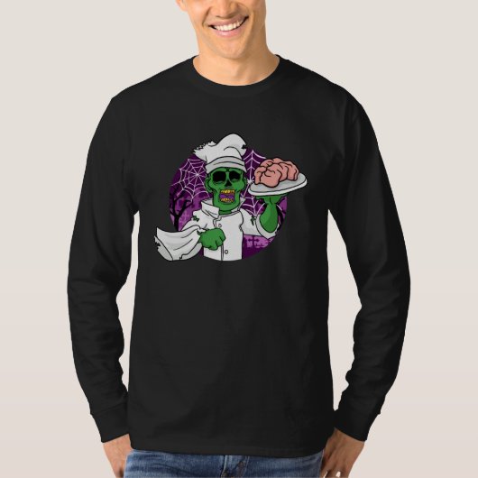 Halloween Zombie Chef Chef Brain Kitchen T-shirt (Voorkant)