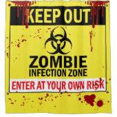 Halloween Zombie Danger Zone houdt bloedig op Douchegordijn (Voorkant)