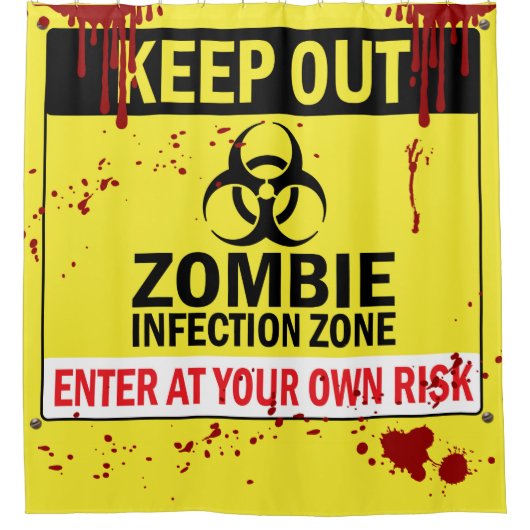 Halloween Zombie Danger Zone houdt bloedig op Douchegordijn (Voorkant)