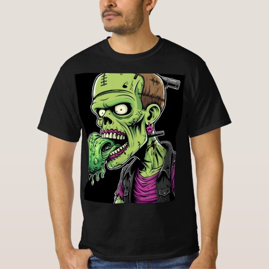 Halloween Zombie: de pizza van Frankenstein T-shirt (Voorkant)