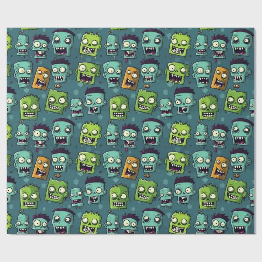 Halloween zombie design with green background cadeaupapier (Vlak)