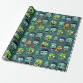 Halloween zombie design with green background cadeaupapier (Uitgerold)