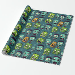 Halloween zombie design with green background cadeaupapier