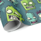 Halloween zombie design with green background cadeaupapier (Rol Hoek)