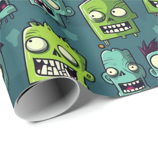 Halloween zombie design with green background cadeaupapier (Rol Hoek)