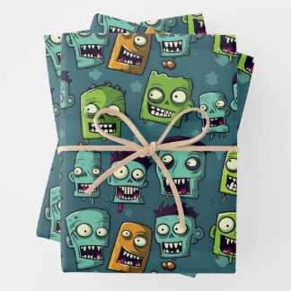 Halloween zombie design with green background inpakpapier vel