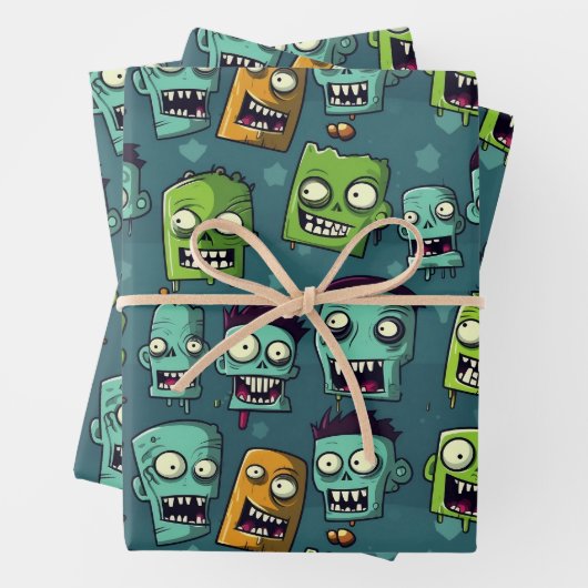 Halloween zombie design with green background inpakpapier vel (In situ)