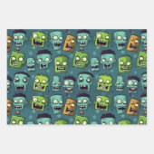 Halloween zombie design with green background inpakpapier vel (Voorkant)