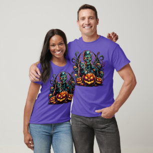 Halloween Zombie en kat T-shirt