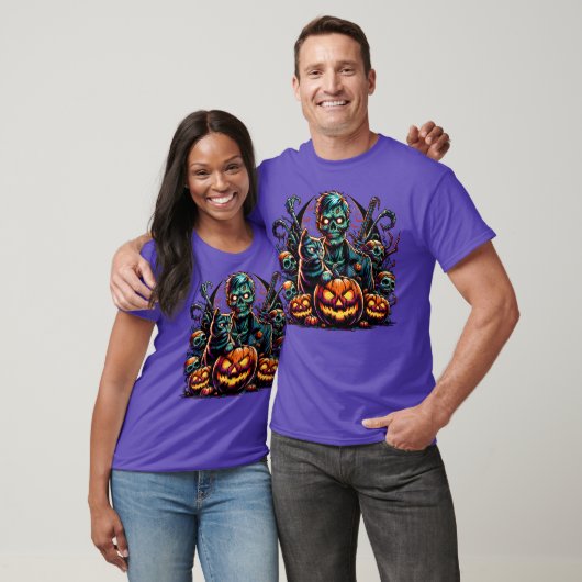 Halloween Zombie en kat T-shirt (Unisex)
