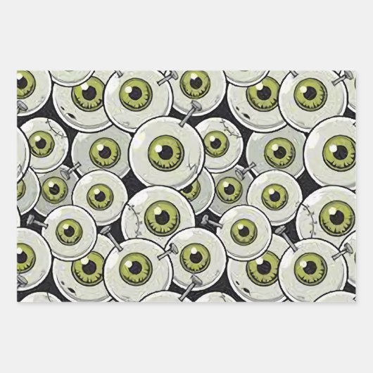 Halloween Zombie Eyes Brains Cartoon Pattern Inpakpapier Vel (Voorkant 3)