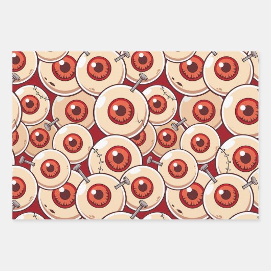 Halloween Zombie Eyes Brains Cartoon Pattern Inpakpapier Vel (Voorkant)