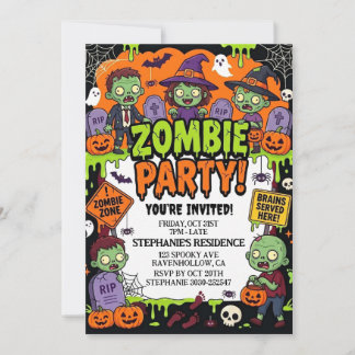 Halloween Zombie Feest Kaart